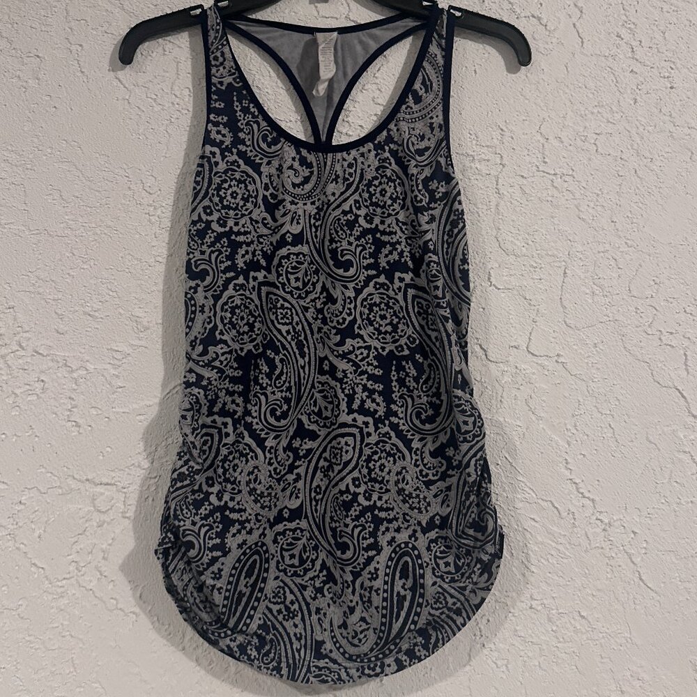 New Balance Paisley Yoga Tank – Navy & Grey – Size S – Lightweight & Stylish
